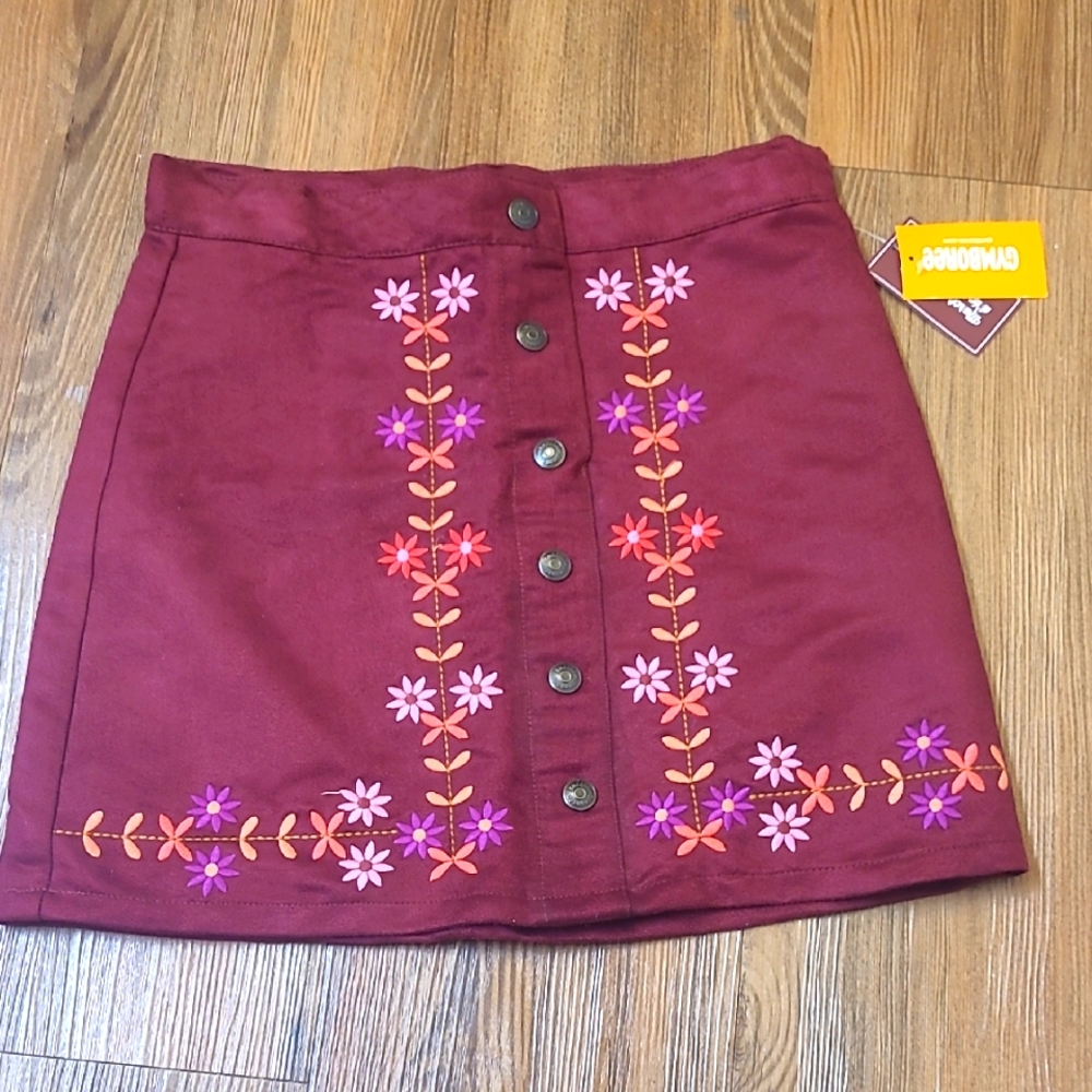 Gymboree Burgundy Floral Mini Skirt‎ NEW